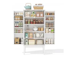 Aparador de cocina - 120 x 59 x 30 cm - con 2 puertas con estantes - estilo vintage - MDF - blanco