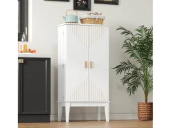Aparador de cocina - 120 x 59 x 30 cm - con 2 puertas con estantes - estilo vintage - MDF - blanco
