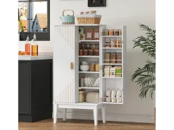Aparador de cocina - 120 x 59 x 30 cm - con 2 puertas con estantes - estilo vintage - MDF - blanco
