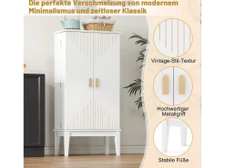 Aparador de cocina - 120 x 59 x 30 cm - con 2 puertas con estantes - estilo vintage - MDF - blanco