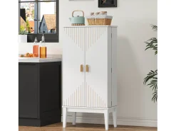 Aparador de cocina - 120 x 59 x 30 cm - con 2 puertas con estantes - estilo vintage - MDF - blanco