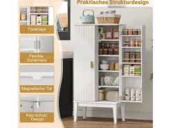 Aparador de cocina - 120 x 59 x 30 cm - con 2 puertas con estantes - estilo vintage - MDF - blanco