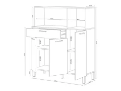 Aparador de cocina 3 puertas 1 cajón - L108 cm - Kira