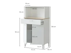Aparador de cocina 2 puertas y 1 cajón L72 cm - Kira