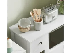 Aparador de cocina con 1 cajón y 3 puertas, para cocina, comedor o sala de estar, blanco