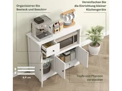 Aparador de cocina con 1 cajón y 3 puertas, para cocina, comedor o sala de estar, blanco