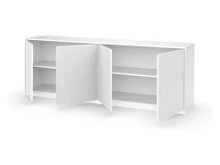Aparador de cocina con 4 puertas acanaladas 238x50x83cm Budapest BF - Blanco