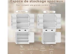 Aparador de cocina con 4 puertas y cajón - Estantes regulables - Blanco