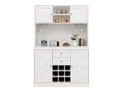 Aparador de cocina con 4 puertas, 2 cajones y botellero - Madera MDF - Negro