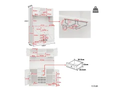 Aparador de cocina con 4 puertas, 2 cajones y botellero - Madera MDF - Negro