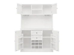 Aparador de cocina con 4 puertas, 2 cajones y botellero - Madera MDF - Negro