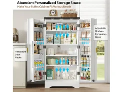 Aparador de cocina con 2 puertas y sensor LED - Puerta a rayas - Blanco