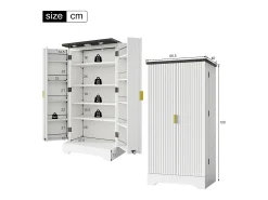 Aparador de cocina con 2 puertas y sensor LED - Puerta a rayas - Blanco