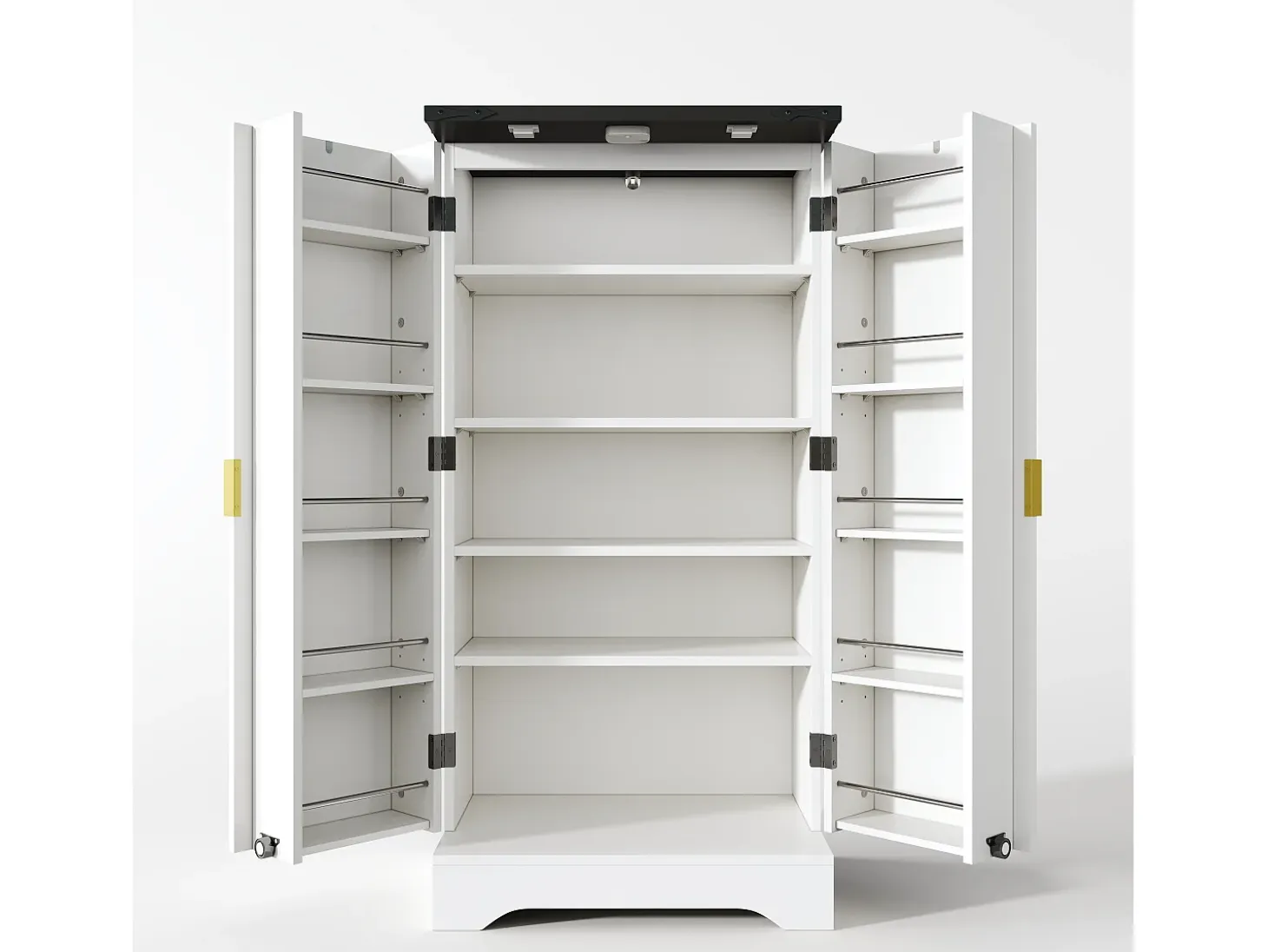 Aparador de cocina con 2 puertas y sensor LED - Puerta a rayas - Blanco