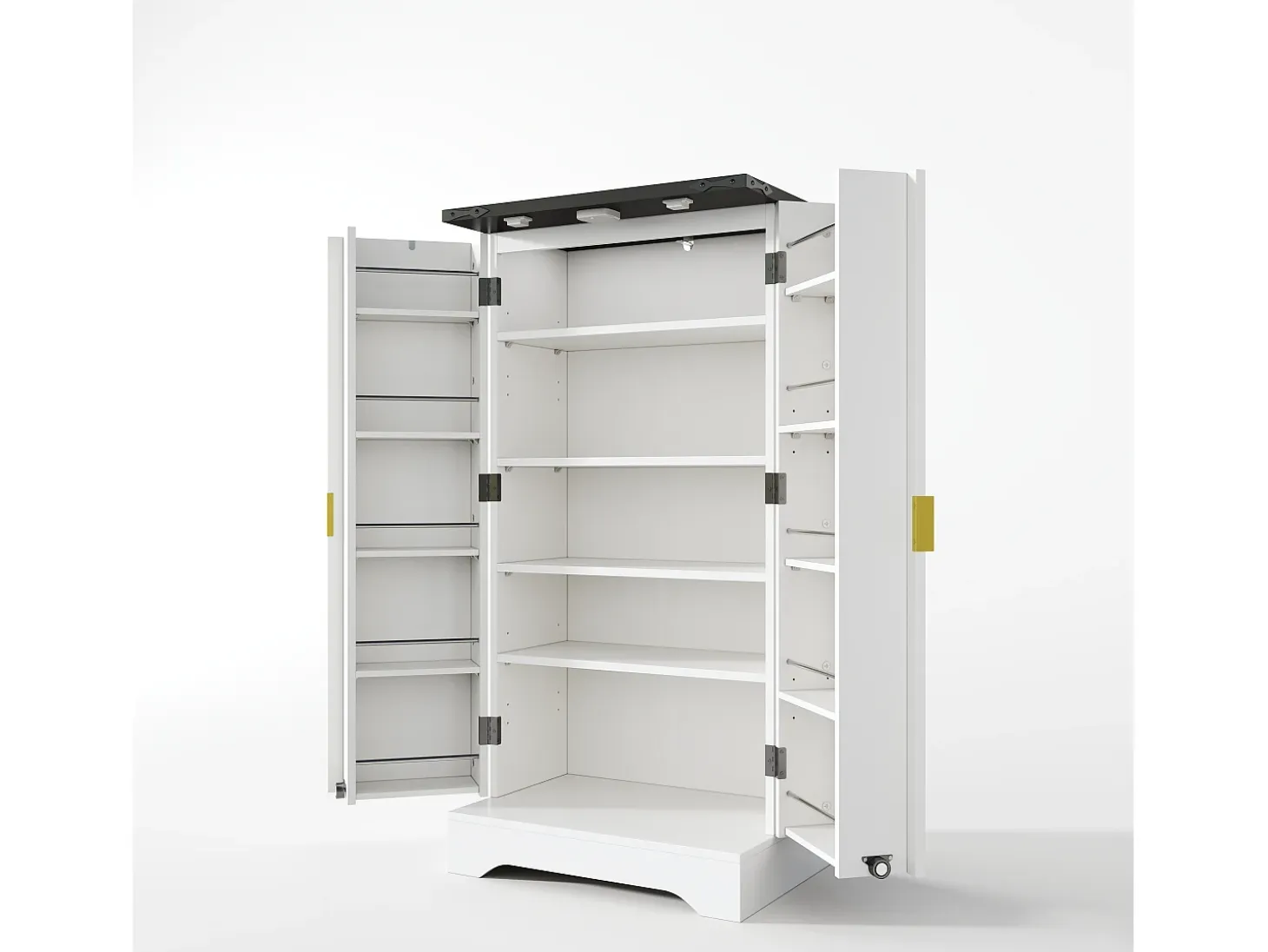 Aparador de cocina con 2 puertas y sensor LED - Puerta a rayas - Blanco