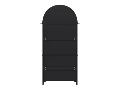 Aparador de cocina con 2 puertas, 3 cajones y 1 nicho, cuerpo negro con tiradores de metal dorado - 70x35x180cm