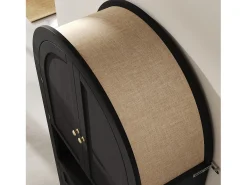 Aparador de cocina con 2 puertas, 3 cajones y 1 nicho, cuerpo negro con tiradores de metal dorado - 70x35x180cm