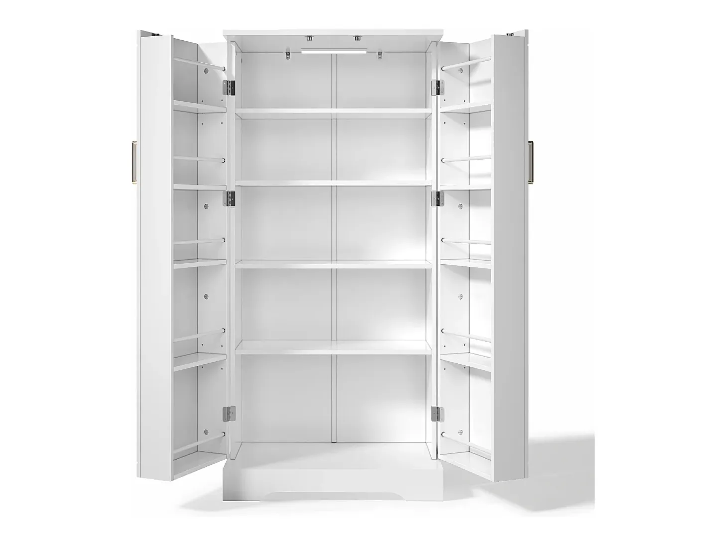 Aparador de cocina con 2 puertas y sensor LED - Rayas verticales ovaladas - Blanco