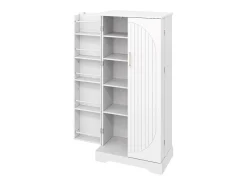 Aparador de cocina con 2 puertas y sensor LED - Rayas verticales ovaladas - Blanco