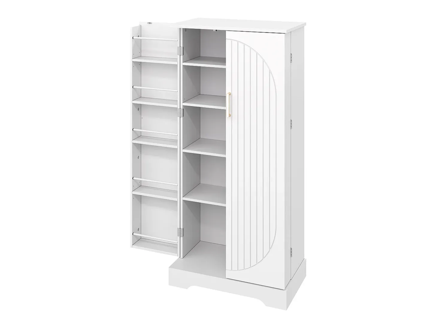 Aparador de cocina con 2 puertas y sensor LED - Rayas verticales ovaladas - Blanco