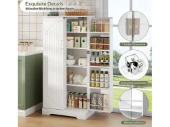 Aparador de cocina con 2 puertas y sensor LED - Rayas verticales ovaladas - Blanco