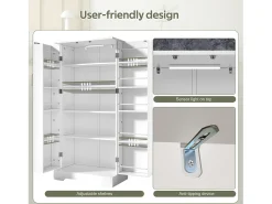 Aparador de cocina con 2 puertas y sensor LED - Rayas verticales ovaladas - Blanco