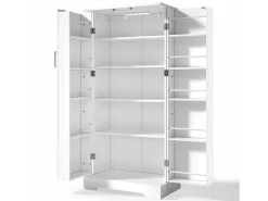 Aparador de cocina con 2 puertas y sensor LED - Rayas verticales ovaladas - Blanco