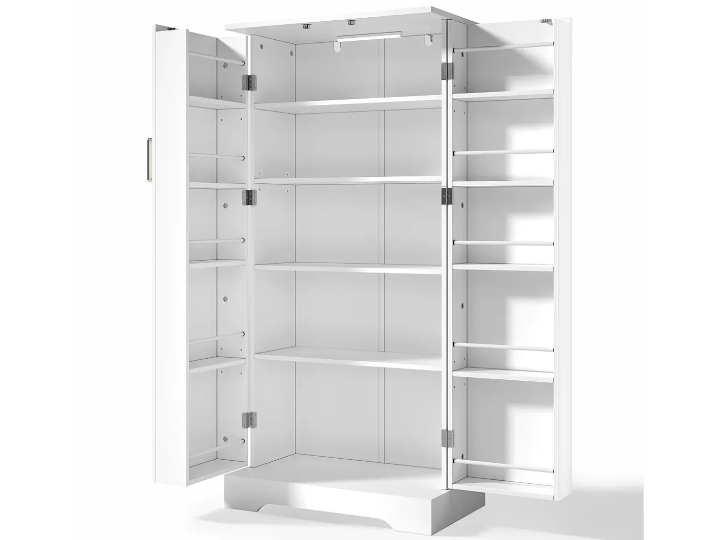 Aparador de cocina con 2 puertas y sensor LED - Rayas verticales ovaladas - Blanco