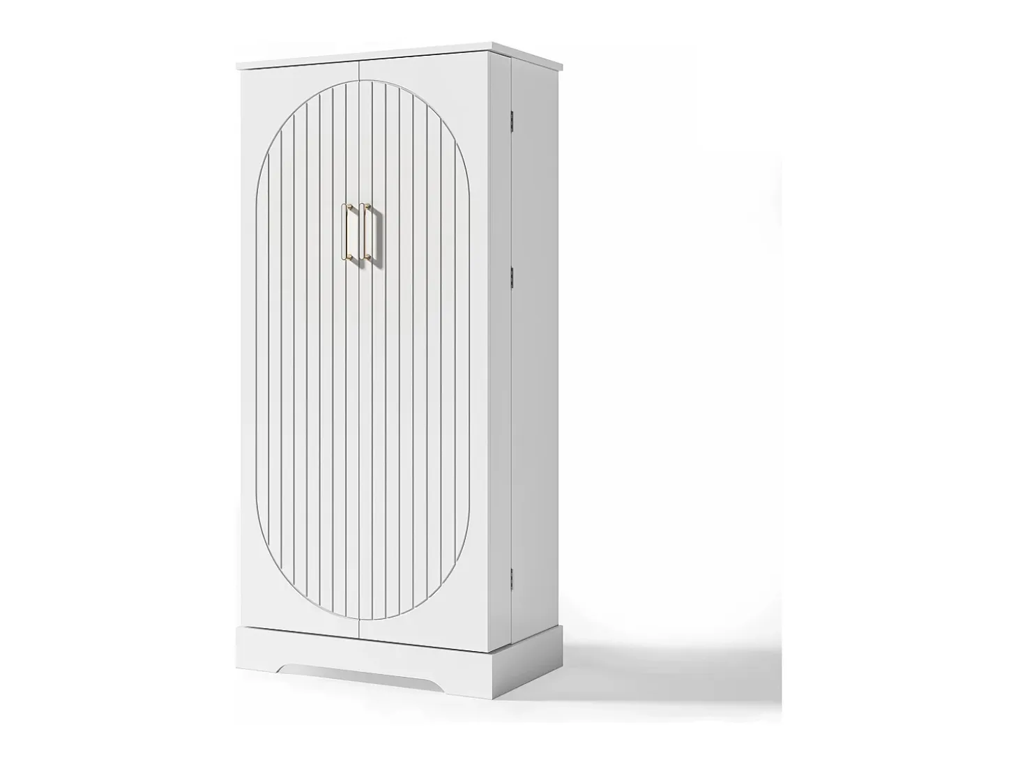 Aparador de cocina con 2 puertas y sensor LED - Rayas verticales ovaladas - Blanco