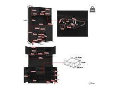 Aparador de cocina con 4 puertas, 2 cajones y botellero - Madera MDF - Negro