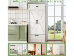 Aparador de cocina con 4 puertas y 1 cajón, aparador alto con tirador de metal retro, blanco