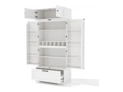 Aparador de cocina con 4 puertas y 1 cajón, aparador alto con tirador de metal retro, blanco