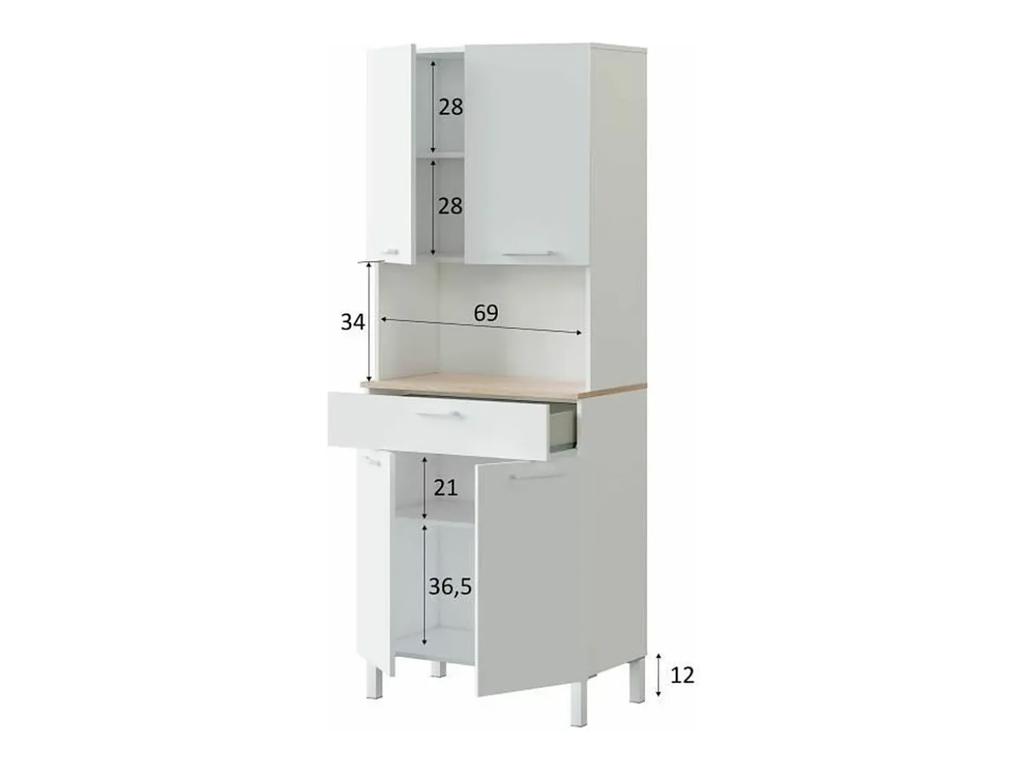 Aparador de Cocina con 4 puertas + 1 cajón - L72 cm