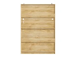 Aparador de cocina con iluminación LED, 5 puertas y cajón - Puertas de MDF trenzado - Natural