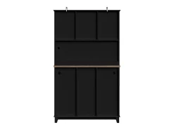 Aparador de cocina con iluminación LED, 3 cajones y 4 puertas - estantes regulables - Negro y madera