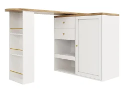 Aparador de cocina con tablero giratorio 360°, 2 cajones, 1 puerta y 2 nichos, blanco - 204x39x104cm