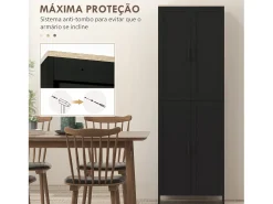 Aparador de cocina Dami Homcom 4 puertas + 6 estantes ajustables negro 170,5x60x30 cm