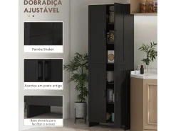 Aparador de cocina Dami Homcom 4 puertas + 6 estantes ajustables negro 170,5x60x30 cm