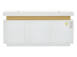 Aparador de cocina de 3 puertas con encimera efecto mármol para salón o dormitorio, blanco