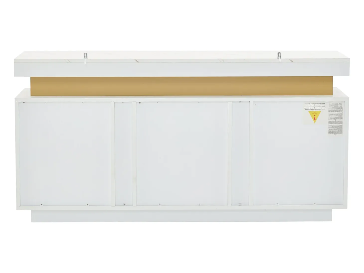 Aparador de cocina de 3 puertas con encimera efecto mármol para salón o dormitorio, blanco