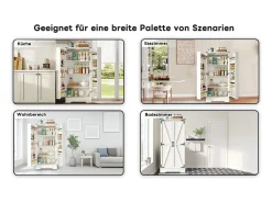Aparador de cocina estilo rústico con LED, 2 puertas y estantes ajustables, MDF, blanco (128,5 x 44,5 x 15,88 cm)