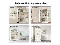 Aparador de cocina estilo rústico con LED, 2 puertas y estantes ajustables, MDF, blanco (128,5 x 44,5 x 15,88 cm)