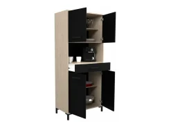 Aparador de cocina FACTORY - roble y negro - 2 puertas + 1 cajón - Modular - 80 x 43,3 x 185 cm
