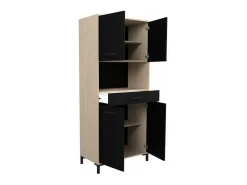Aparador de cocina FACTORY - roble y negro - 2 puertas + 1 cajón - Modular - 80 x 43,3 x 185 cm