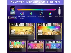 Aparador de cocina moderno - 145 x 39 x 171 cm - con LED + 6 cajones + puerta + balda y tablero perforado - MDF + cristal - negro