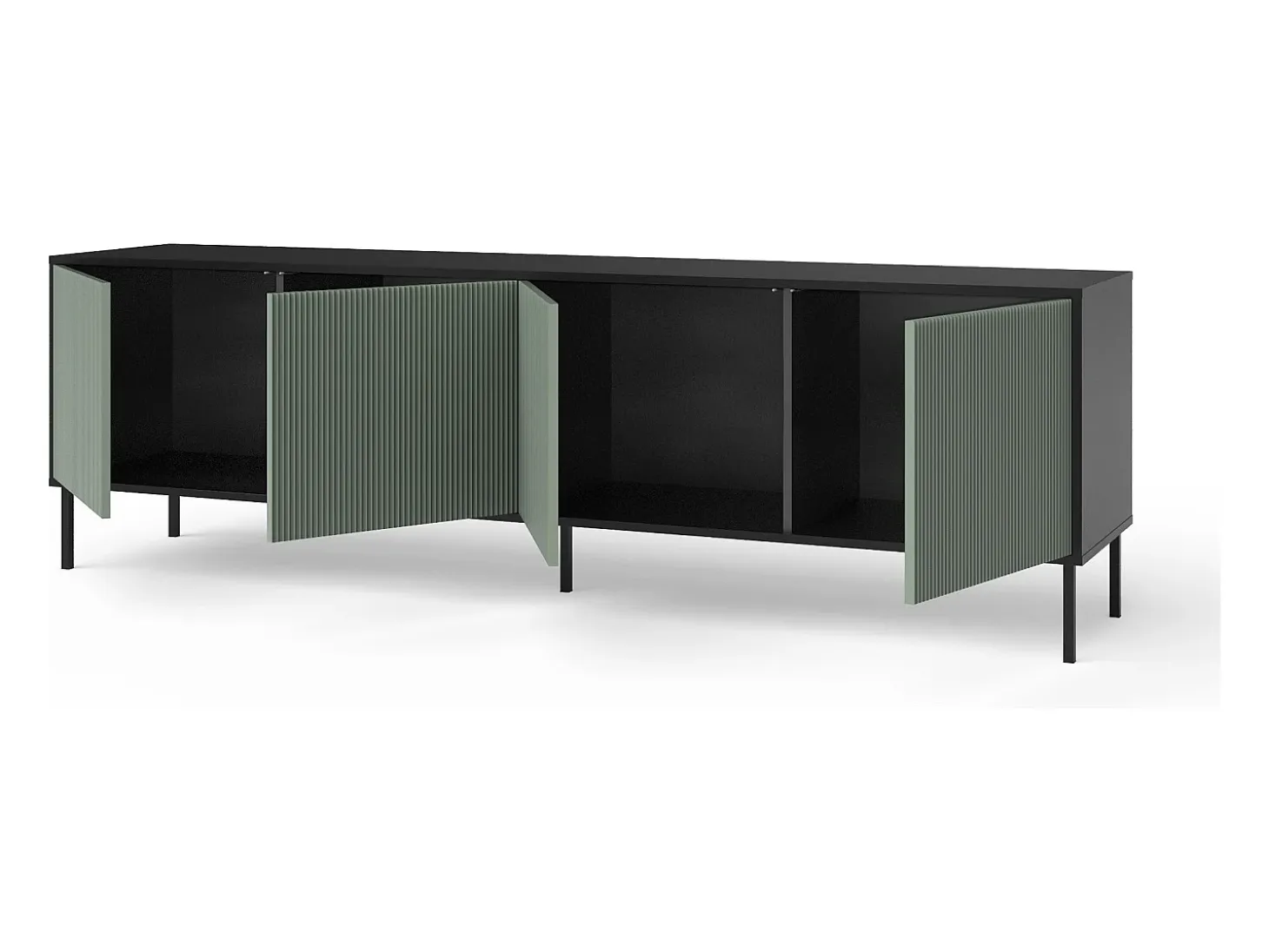 Aparador de cocina moderno 4 puertas con patas de metal Budapest CA - Verde oscuro