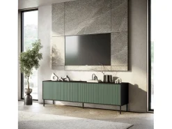Aparador de cocina moderno 4 puertas con patas de metal Budapest CA - Verde oscuro