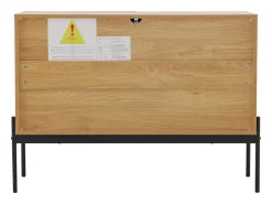 Aparador de Cocina, Mueble de Almacenamiento con 2 Puertas, Patas Metálicas, Diseño Lineal, 100 x 40 x 75 cm, Madera