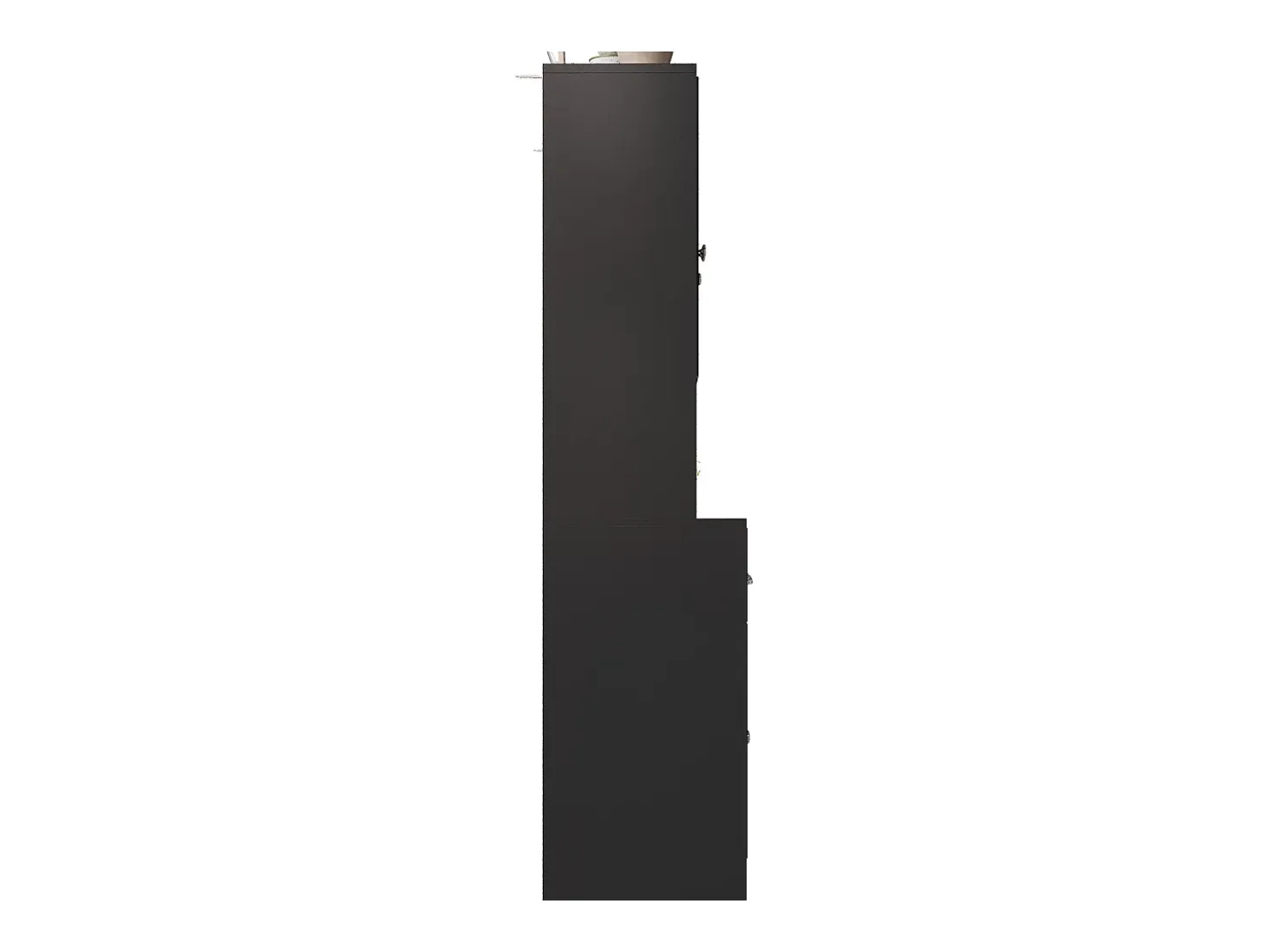 Aparador de cocina negro con 3 puertas, 3 puertas de cristal, 3 cajones y luces LED, MDF