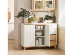 Aparador de Cocina Recibidor Buffet para Entrada Salón Comedor con 3 Puertas y 2 Cajones 120 x 40 x 90 cm Blanco FSB75-WN SoBuy ES